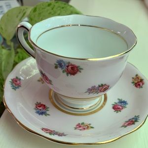 Antique Demitasse Pink Floral Teacup Roses England